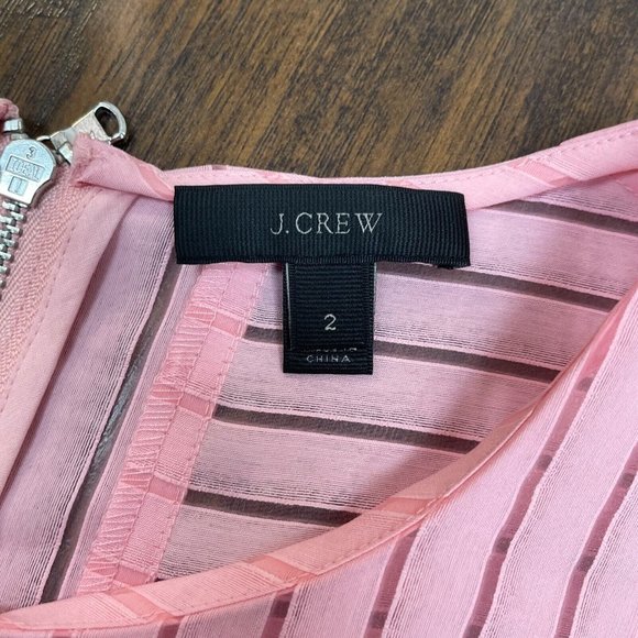 J. Crew Top 2 Pink Semi-Sheer Striped Short Sleeve Blouse Women's - Picture 10 of 11